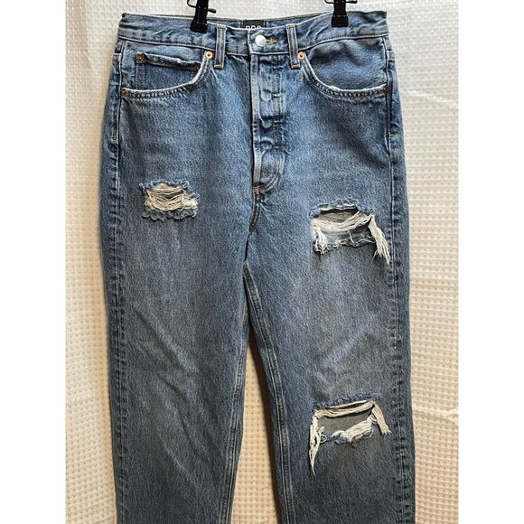 BDG jeans womens 27 x 29 relaxed straight button fly distressed high rise blue - Picture 10 of 12